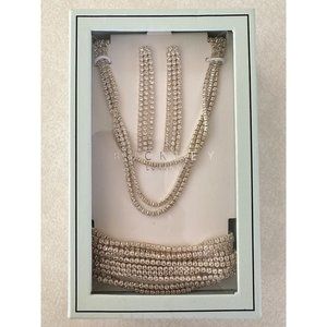 Buckley London silver tone clear rhinestones necklace bracelet earrings set